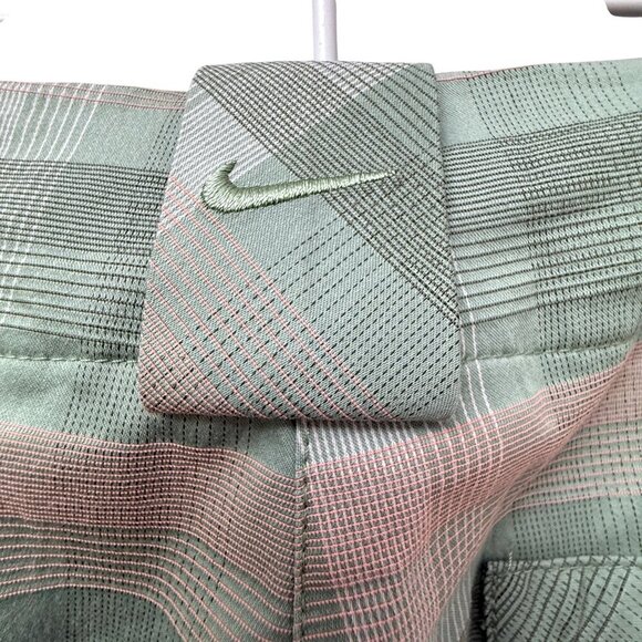 NIKE Golf Womens Pants Size 12 Pastel Green Pink Plaid Capri Sportswear - Picture 5 of 11
